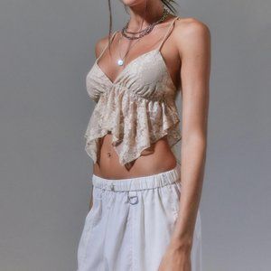 URBAN OUTFITTERS - CREAM - TABATHA ALLOVER LACE BABYDOLL CAMI